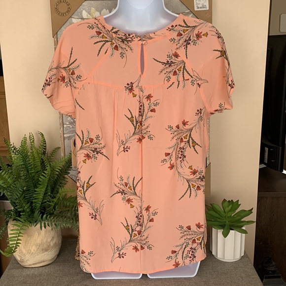 Peach Floral Print Blouse M NEW! - Picture 3 of 10